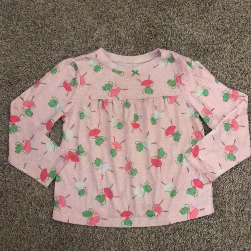 Carter’s Long Sleeve Pink Pajama Top/Shirt with Dancing Frogs